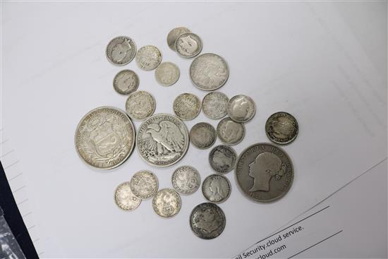 A small quantity of pre 1920 coins, foreign silver and an arab coin